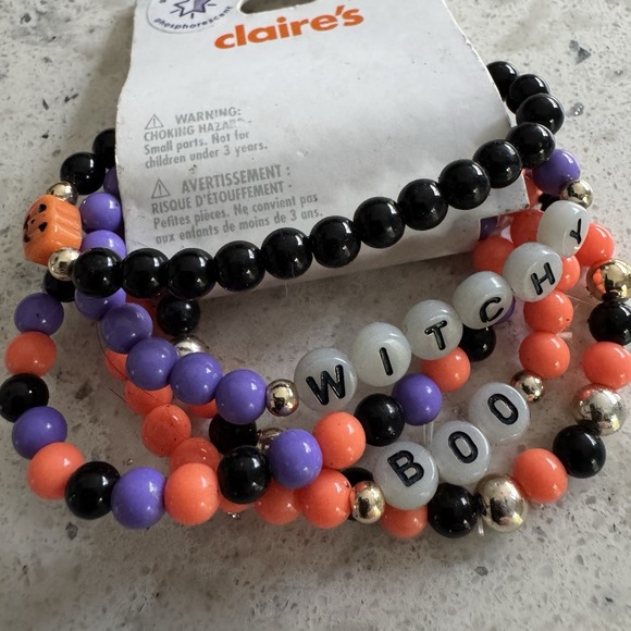 Claire’s Jewelry - Claire's Halloween 5 Bracelet Set Orange Black Purple Witchy Boo Pumpkin Plastic